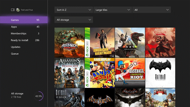 Xbox One X Enhanced Titles UI 