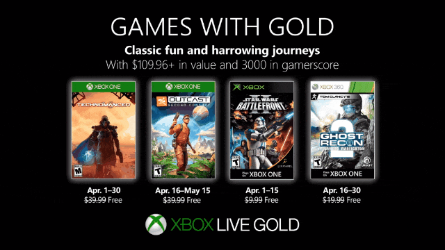 Xbox Live Games With Gold 19年4月の無料タイトルが発表 スターウォーズバトルフロントll ゴーストリコンアドバンスドウォーファイター2 Wpteq