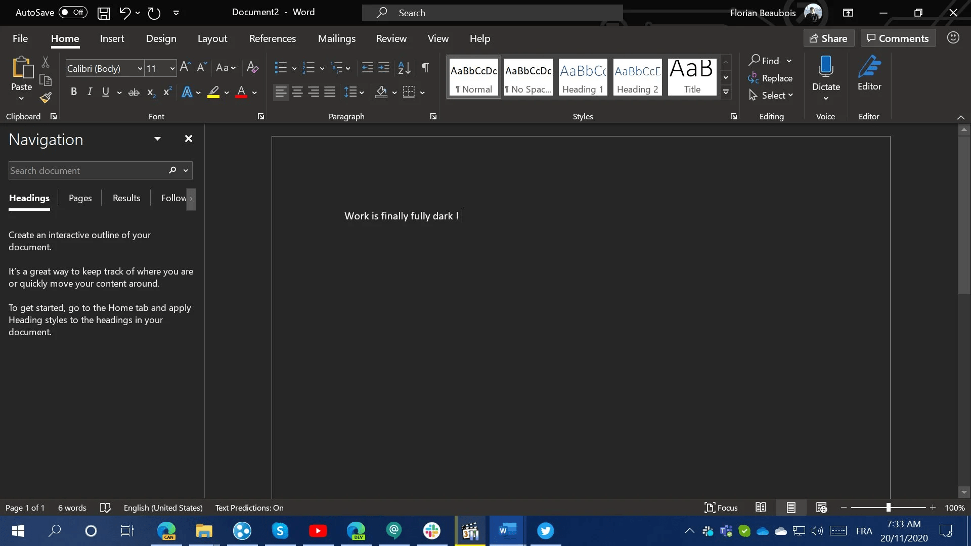 Microsoft Word デスクトップ版で完全なダークモードをまもなくサポート Wpteq