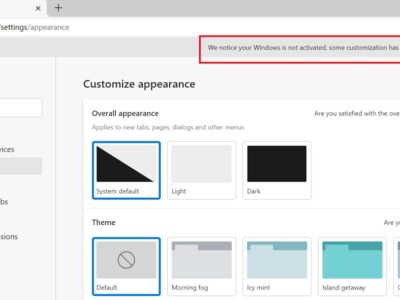 Windows Not Activated Popup In Edge Canary